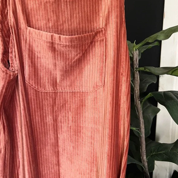 Nic & Jo Peach Apricot Velour Corduroy Jumper Overall Dress S - Picture 10 of 11
